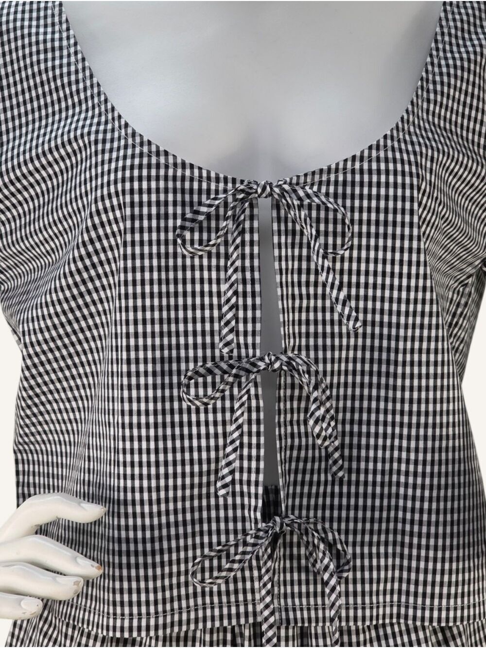 PRIV Black Gingham 2-Piece Top & Shorts Set Small Pockets Designed In Canada - Picture 5 of 15